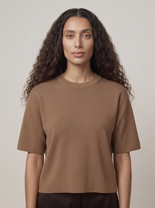 Maya in brown Washable Milano Ribbed Sweater