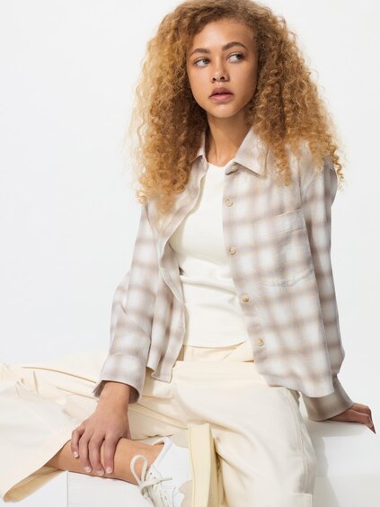 Flannel Boxy Shirt Long Sleeve